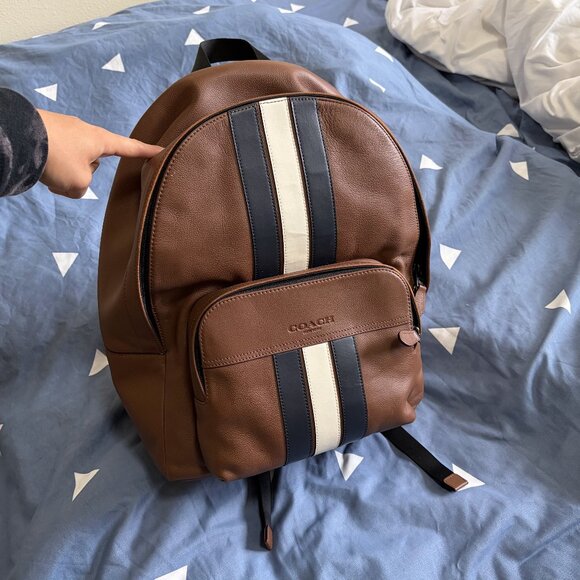 Coach F49324, Houston Travel Large Backpack with Varsity Stripe - Picture 1 of 16